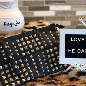Black studded Clutch/ Wristlet
